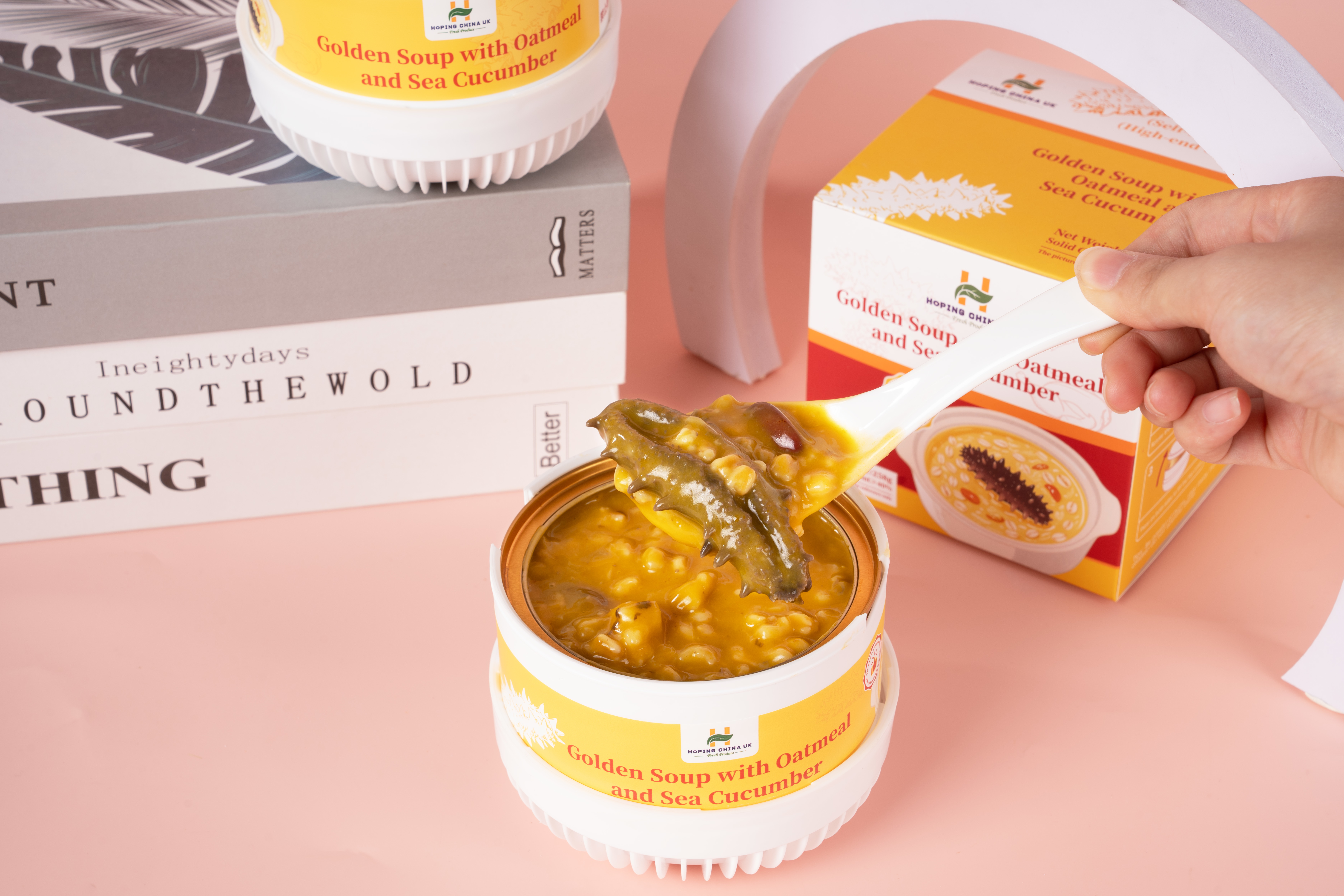 De laatste bedrijfszaken over HOPing porselein -Gouden soep havermout zee komkommer porridge