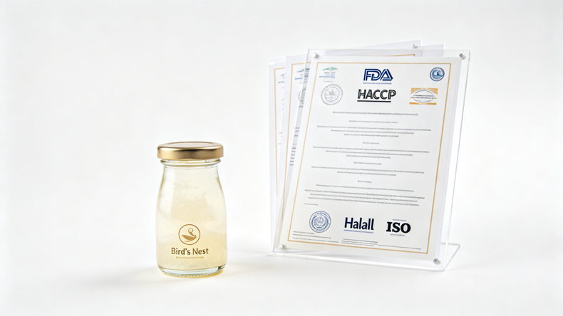 De laatste bedrijfszaken over Welke certificeringen moet een gecertificeerde OEM-fabrikant van vogelnest hebben?